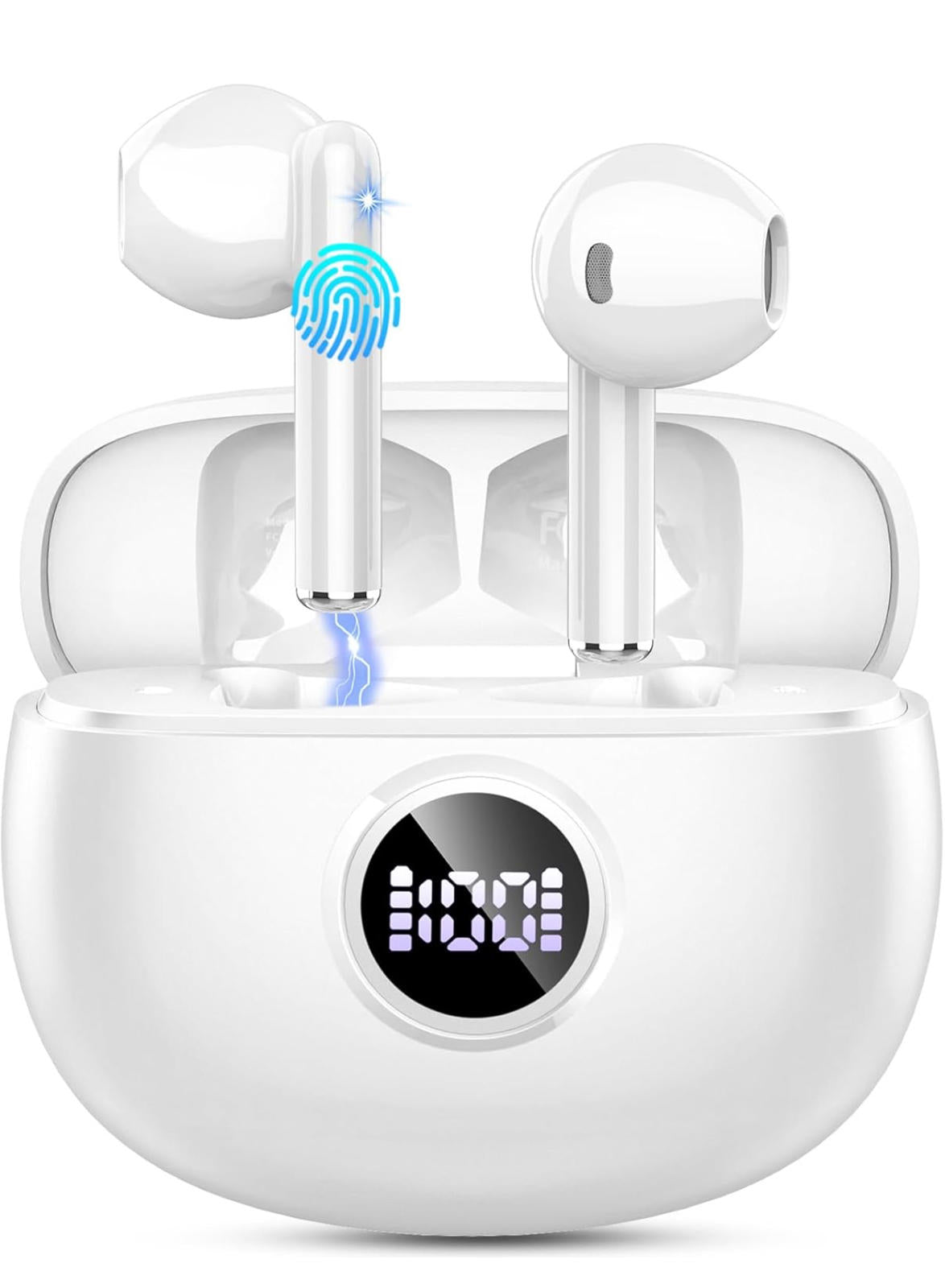 (MSRP $29.99) BT5.3 Earbuds – 40 Hrs Playtime, ENC Mic, LED Case, IP7 Waterproof