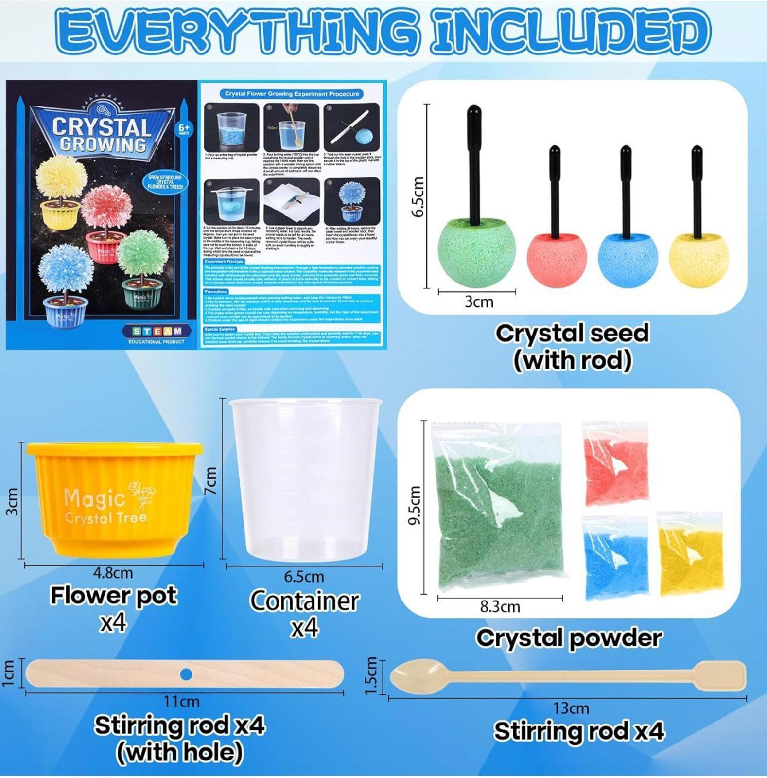 (NEW, MSRP 24.99$) 4 Color 24-Hour Crystal Growing Kit, STEM Education DIY Kit