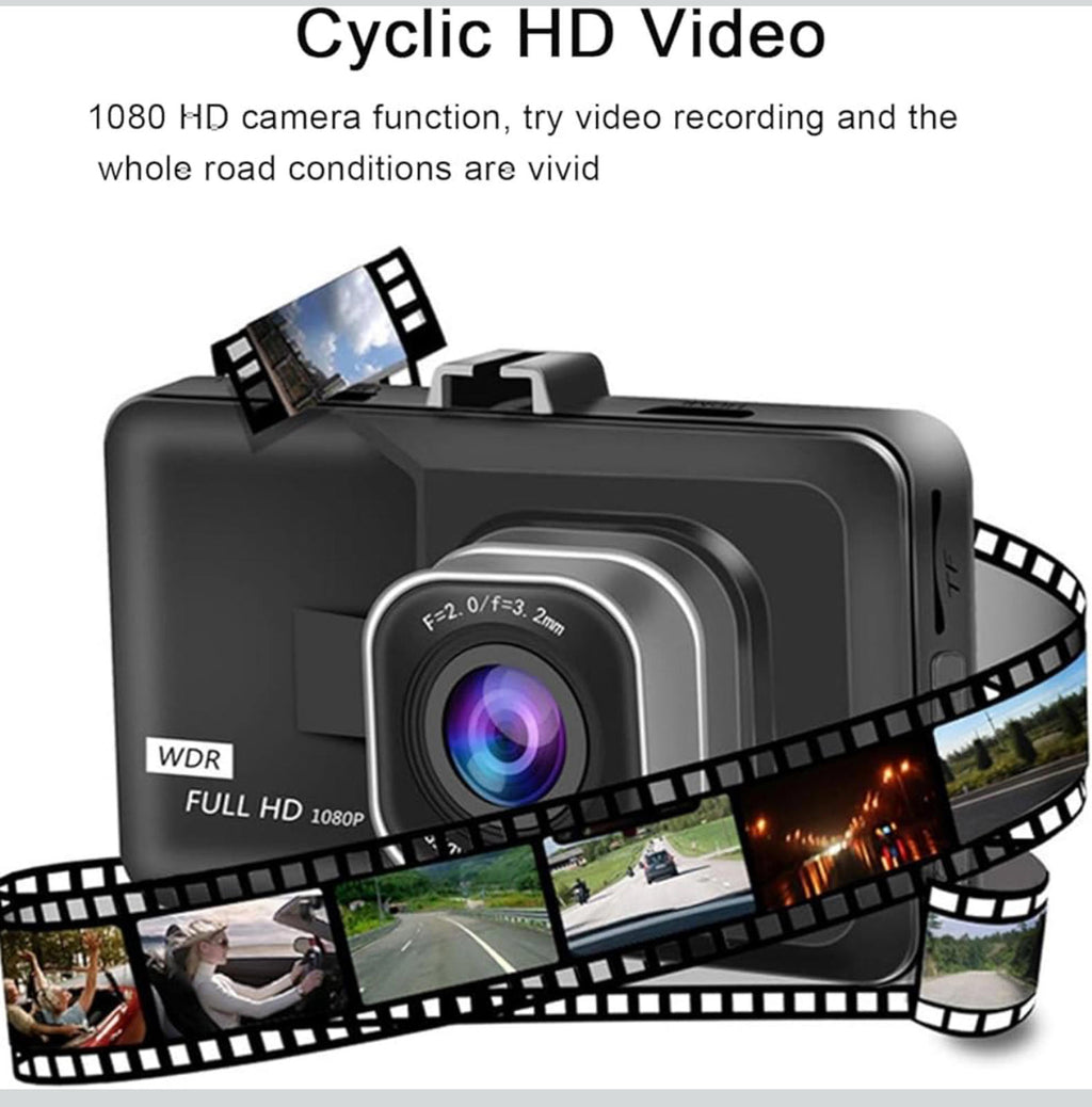 (MSRP $39.99) 3” 1080p Dash Cam 170° Wide Angle, Night Vision, G-Sensor, Loop Re