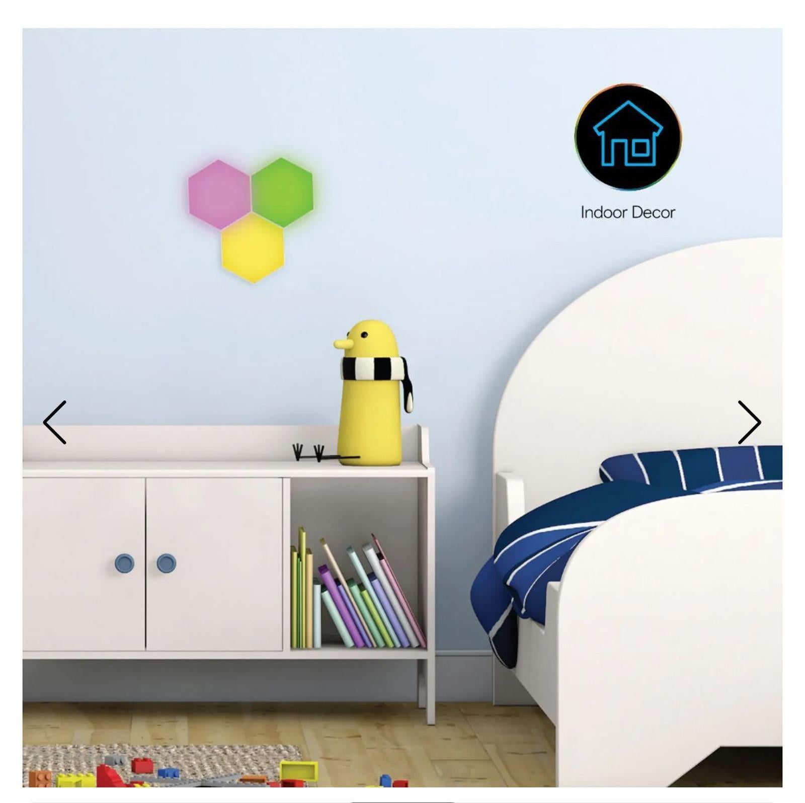 (NEW, $39.95) 3 AuraLED Hex Lights with touch & remote, for bedroom, den, gaming