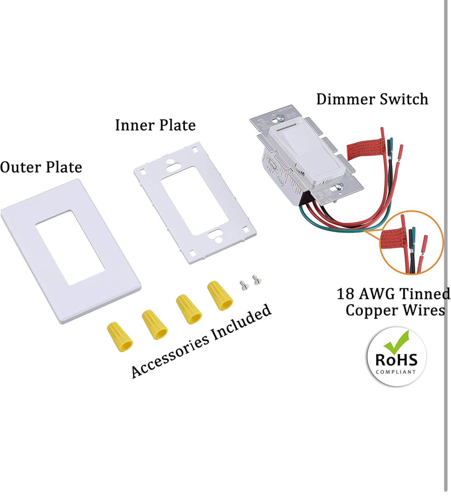 (MSRP $22.99) Cloudy Bay 2-Pack Dimmer, 3-Way/Single Pole, LED/Incandescent