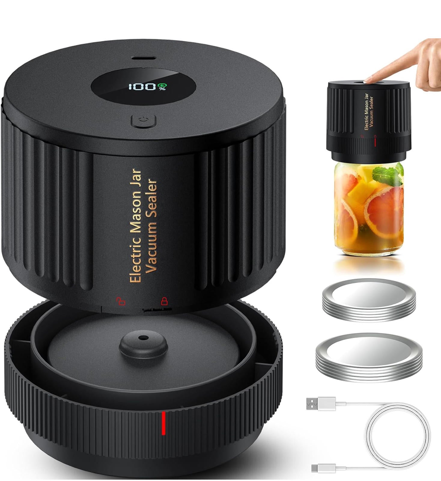 (MSRP $29.99) LOVE MOMENT Cordless Mason Jar Vacuum Sealer Kit